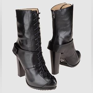 Alexander McQueen Black Genuine Leather Ankle Boots Size 37 Italy